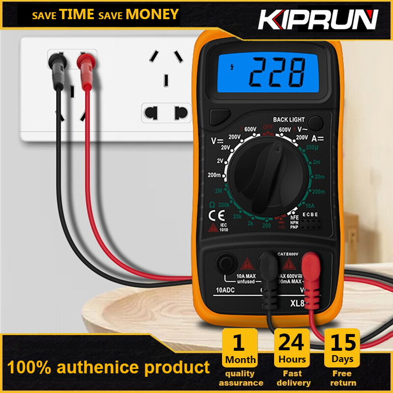 KIPRUN  LCD Digital Multimeter DC AC Ammeter Voltmeter Tester LCD Displayed Measurement Instrument with 2pcsTest Leads,  XL830L