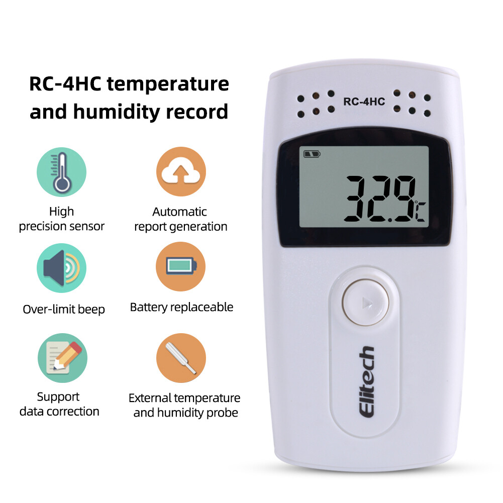 Digital Temperature Humidity Data Logger USB Temperature Recorder RC-4HC LCD with External Sensor -30~60C /-40~85C