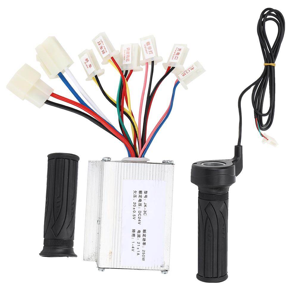 24V250W Brush E-Bike Controller and Long Line Universal Thumb Throttle Grip Set Accessory