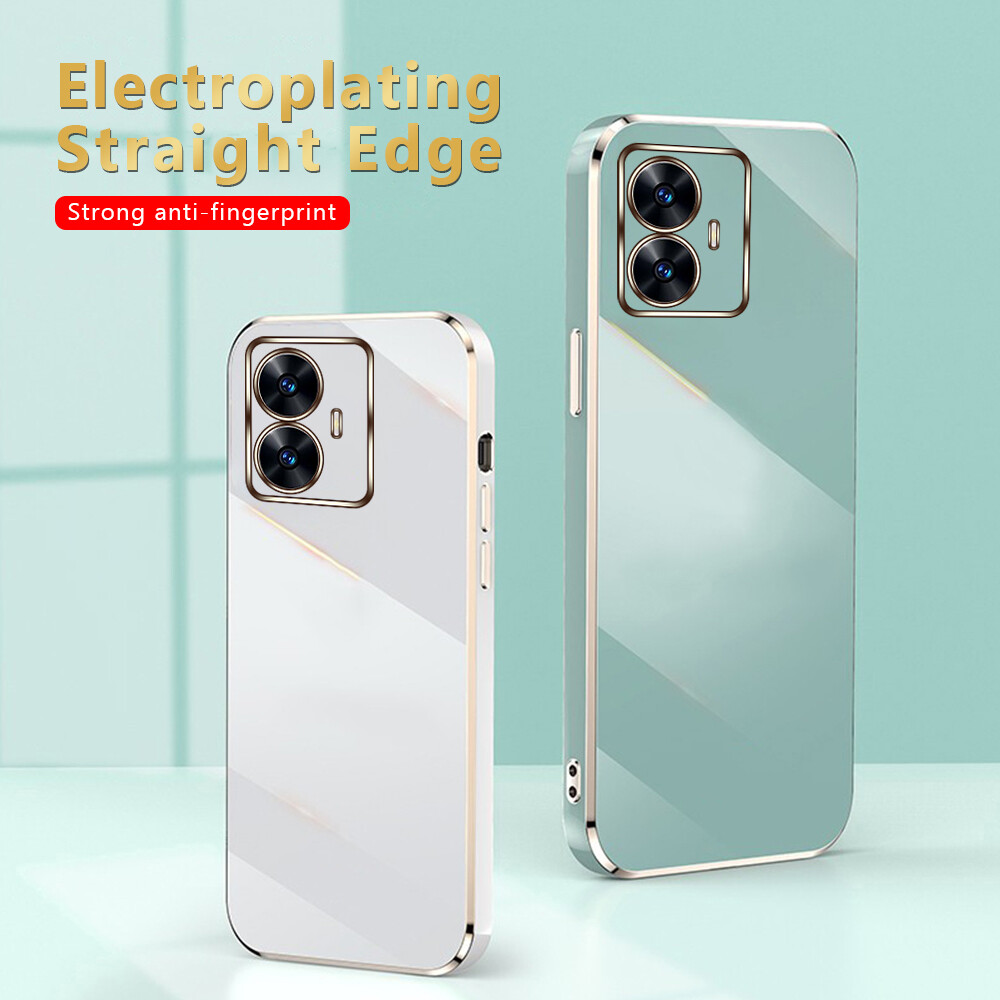 For realme c55 case square plating frame silicone case realme c55 4g cover capas realmy c55 c 55 55c realmec55 camera protection bumper coque