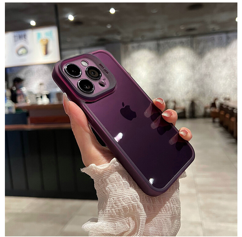 KISSCASE Dark Purple Transparent Soft Case For iPhone 14 Pro Max 13 12 11 Semi Clear Simple Solid Color Fall Protection Back Cover Case