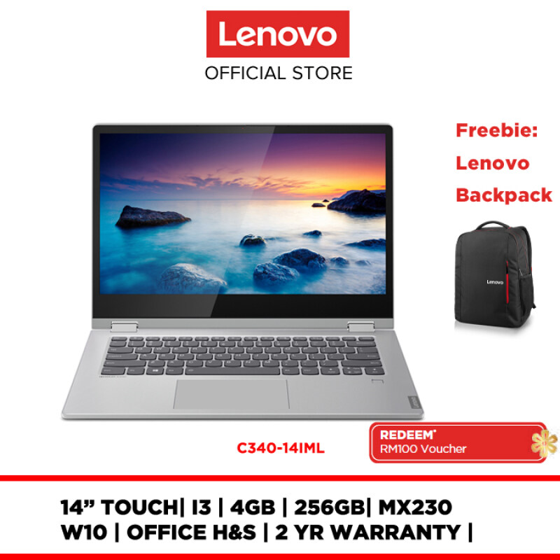 Lenovo Notebook Laptop YOGA C340-14IML 81TK008UMJ 14 /I3/4GB/256GB/MX230/W10H/OFFICE H&S/2YR WARRANTY Malaysia