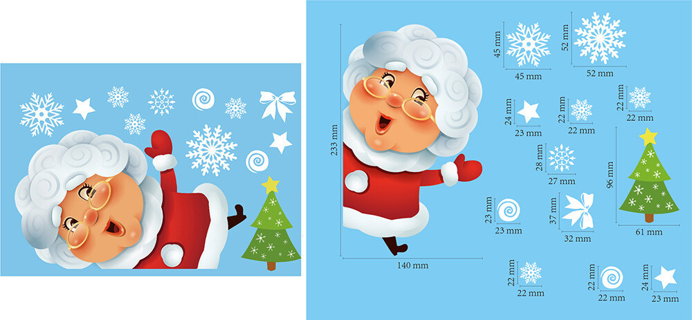 Merry Christmas Santa Elk Christmas Film For Home Christmas Decoration New Year Santa Claus Elk Glass Sticker 20*30cm
