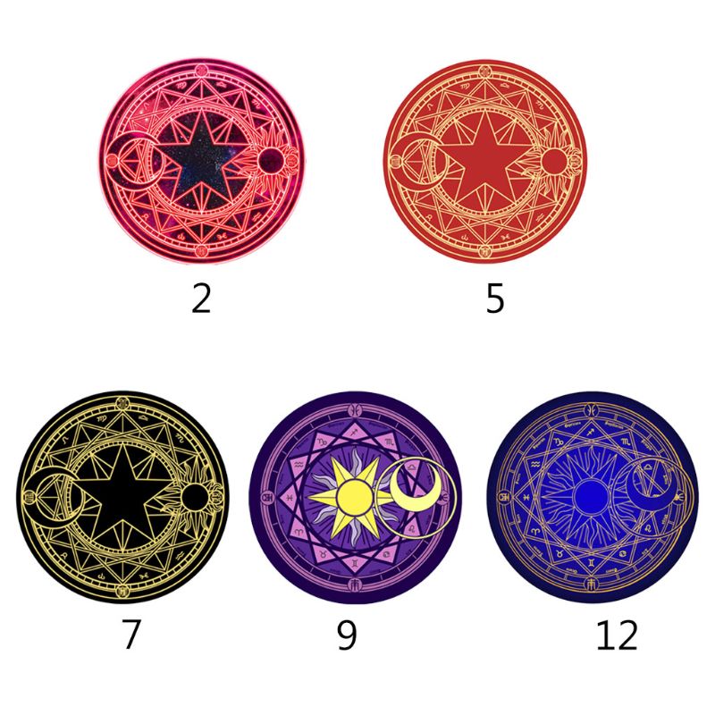 1pc Diameter 60cm Cartoon Rug Round Tarot Tablecloth Pentagram Sun Moon Divination