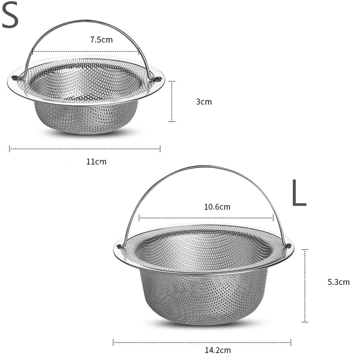 LITCHII Kitchen with Handle Bathroom Filter Fine Mesh Waste Stopper Colander Sink Drain Strainer Basket Catcher