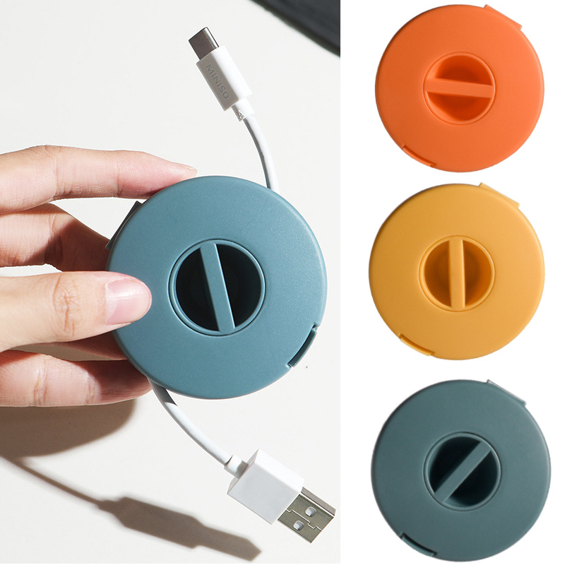 Kẹp Cáp Xoay Vòng Cuộn Tai Nghe Hộp Đựng Dây Sạc Cáp Dữ Liệu Điện Thoại Di Động Hộp Đựng Cáp Điều Chỉnh Dây Tự Động