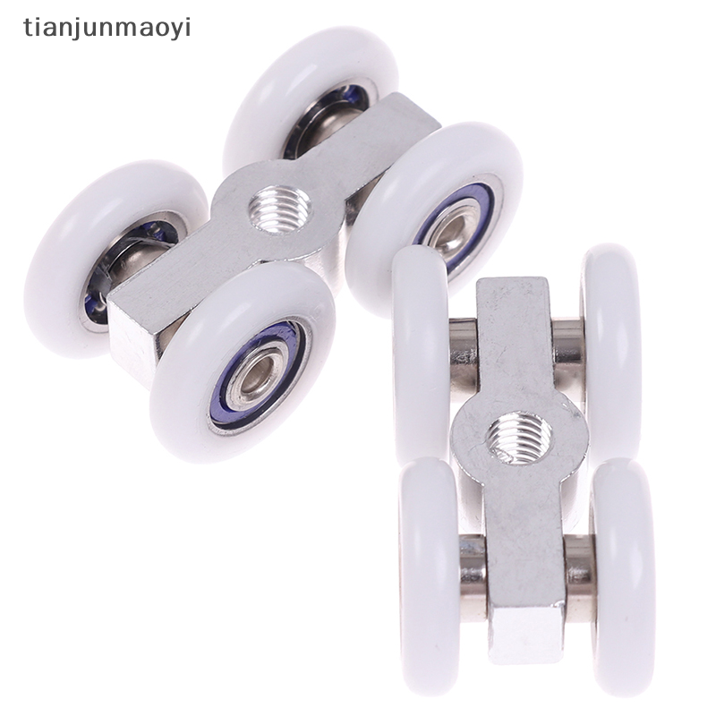 [tianjunmaoyi] 1Pair Sliding Door Rollers 4 Wheels Hanging Home Door Accessories Hardware