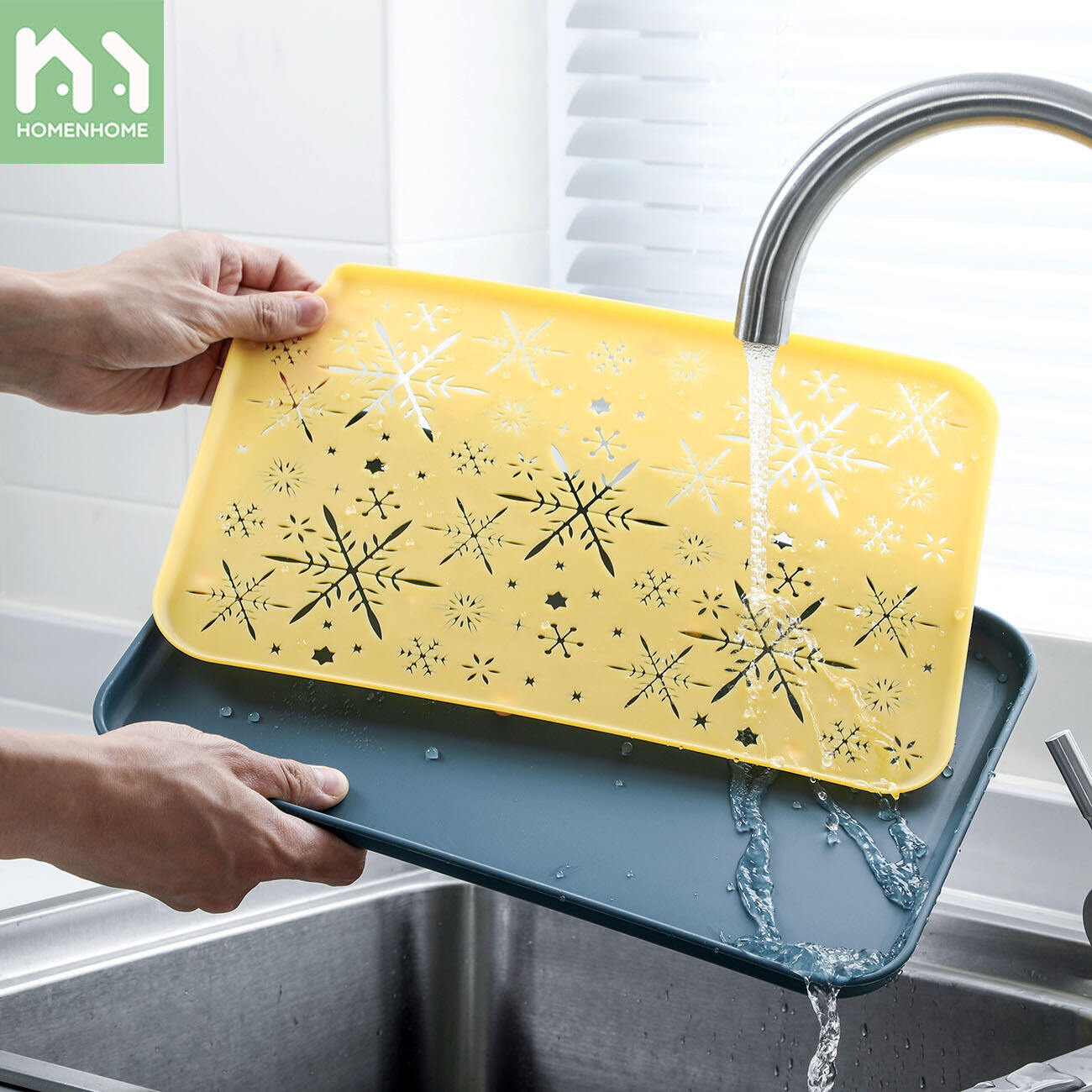 Homenhome Double Layer Rectangular Cups Plate Detachable Simple Teacup Plastic Tray Creative Dumpling Tray