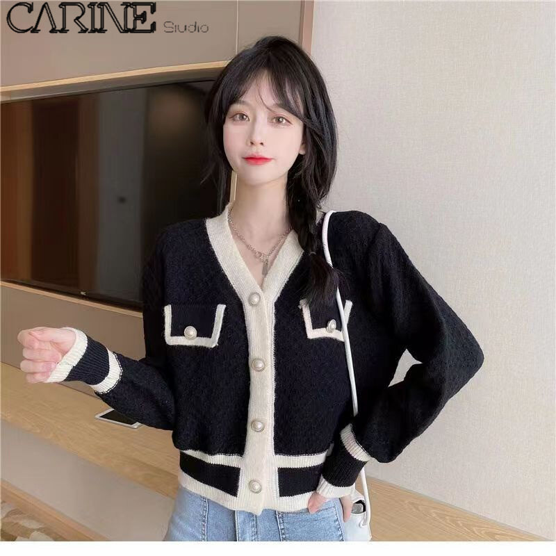 CARINE Women's knit coat top Lazy Cardigan knit shirt slimming spring/Autumn 2023