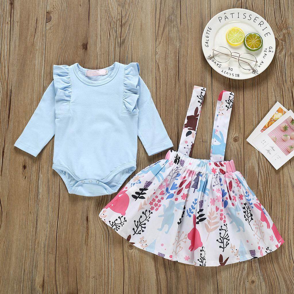 Skirt Pants Outfit Clothes Set UK Summer Newborn Infant Baby Girl Flower Romper