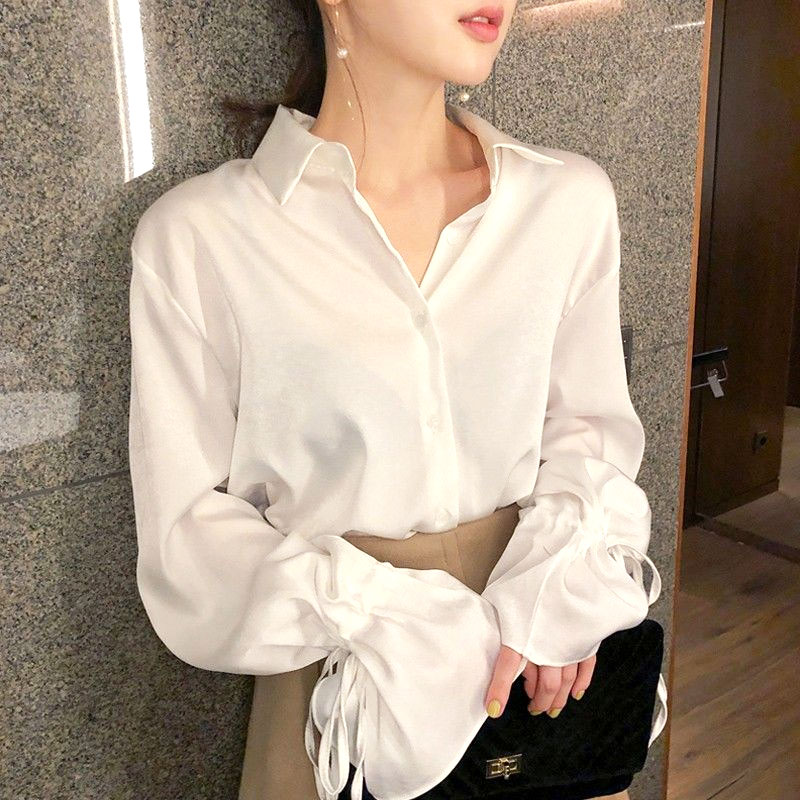 CHICCHIC Áo sơ mi thời trang nữ tay áo loe áo sơ mi