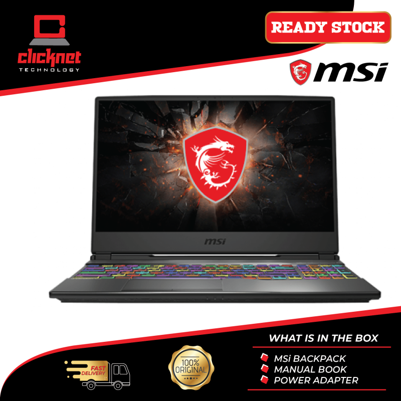 MSI Laptop Gaming GP65-9SE-245 15.6 FHD 144Hz Black (i7-9750H, 16GB, 1TB SSD, RTX 2060 6GB, W10) Malaysia
