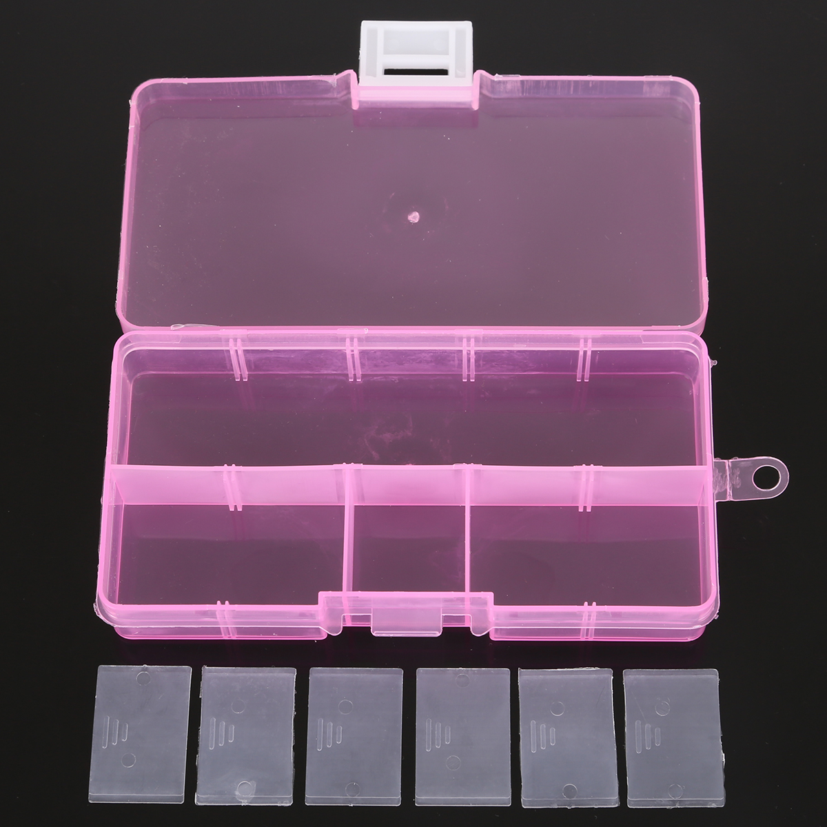 10 Slots Adjustable Transparent Jewelry Storage Box Ring Earring Beads Portable Plastic Organizer Case Bins