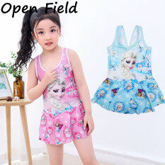 Field Kid Girl Đồ Bơi Jumpsuit Sling Dress Phim Hoạt Hình Công Chúa Áo Tắm Bãi Biển Mặc Cho 2-9Y
