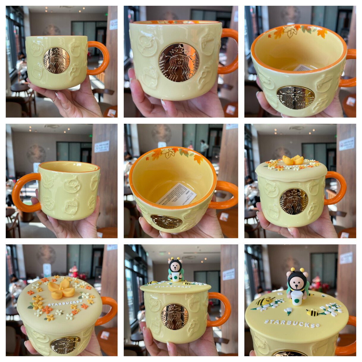 Starbuck Cup Autumn Maple Leaf Cute Fox Shape Bronze Ceramic Mug Desktop Cup Coffee Cup with Cover