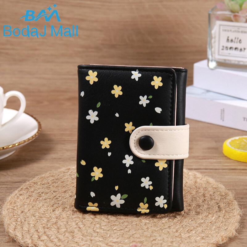 BL Ví Ngắn Dễ Thương Cho Bé Gái Ví Đựng Tiền Xu Gấp Ba Đa Năng In Hoa Ví