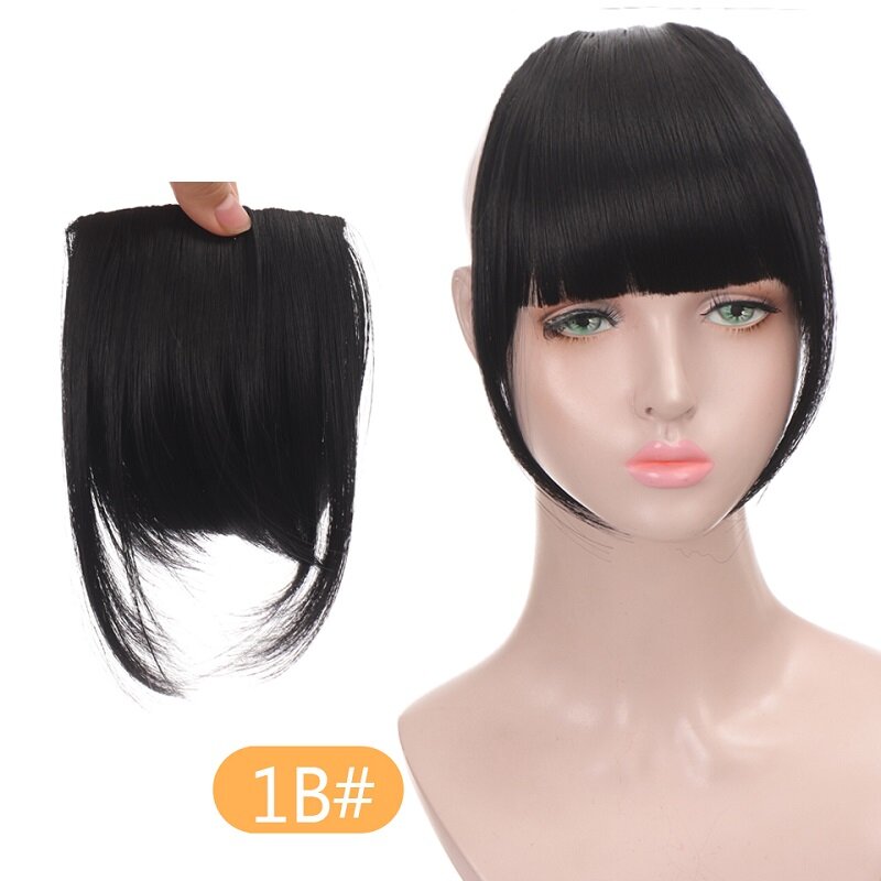 Synthetic Fake Bangs Black Bangs Clips Hair Extensions Women Natural Short Fake Fringes Hair Clips Split Two-color