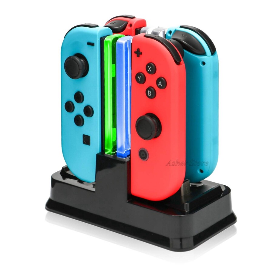6 In 1 Nintendo Switch LED Charger Stand Charging Dock Station for NS Joy-con & Pro Controller & Console