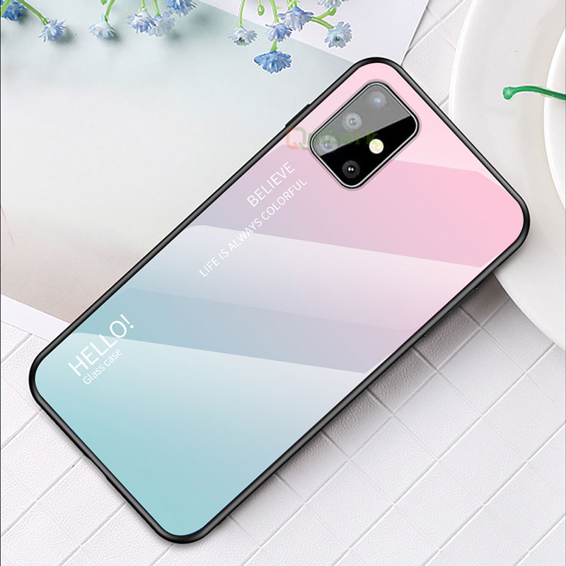 Đối với Samsung Galaxy A51 Vỏ kính cứng Gradient Chống xước Bảo vệ mặt sau