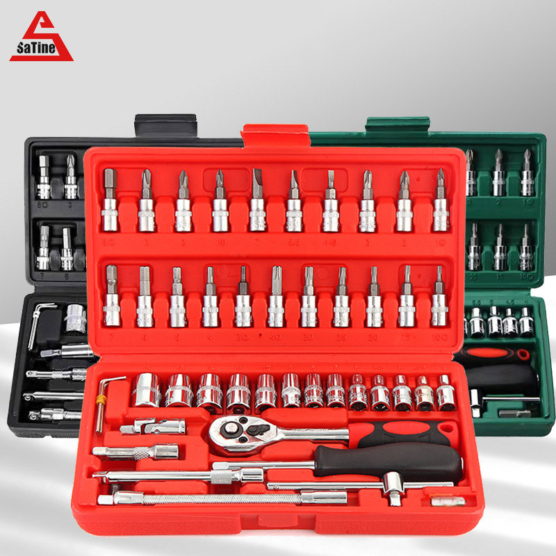 Auto Repair Tool Set, Ratchet Wrench, Glove Barrel Tool, 46-Piece Set, Batch Combination Tool, Hardware Tool