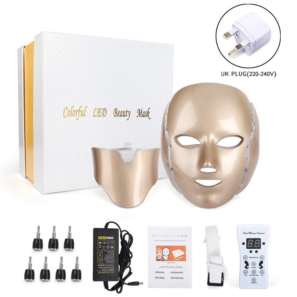 DECINIEE 7 Colors Light LED Facial Photon Therapy Beauty Machine With Neck Skin Rejuvenation Face Care Anti Acne Whitening Instrument LED Mask
