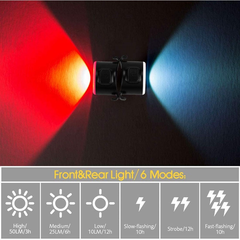 Bộ Đèn Xe Đạp Đèn Hậu Đèn Cảnh Báo An Toàn Xe Đạp Chống Nước Sạc Được Cổng USB Đèn Pha Phía Trước Đèn Xe Đạp Kèm Đèn Hậu