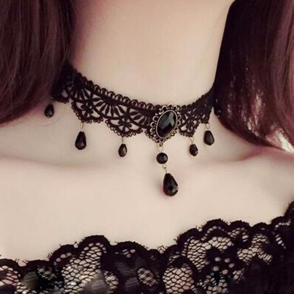 Choker necklace deals black lace