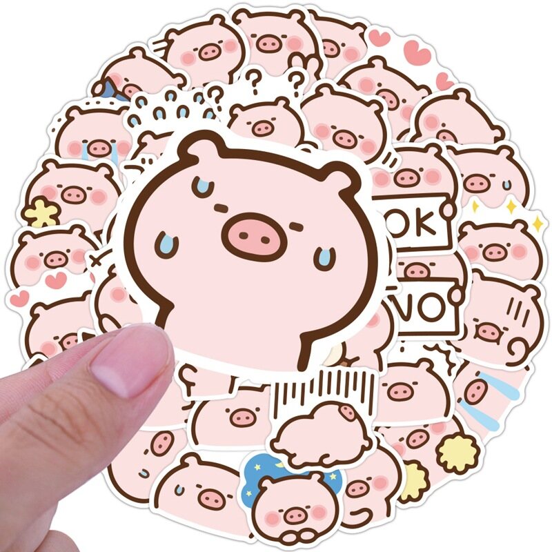 TM 40pcs/set Cute Cartoon Pink Piggy PVC Waterproof Graffiti Sticker for Laptop Water Cup Helmet Bicycle Motorcycle Guitar Skateboard Decoration