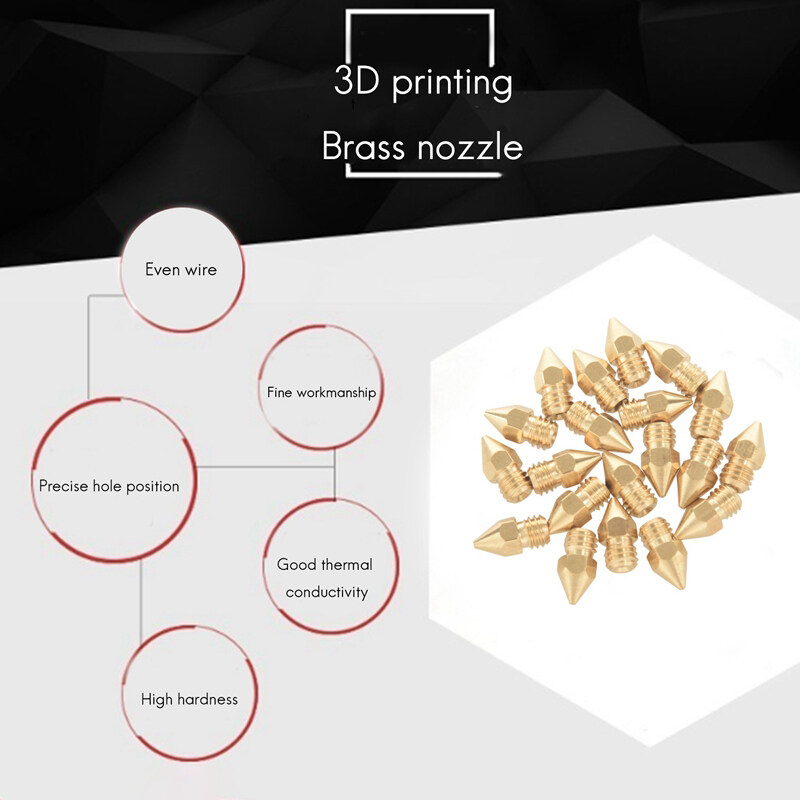 20 PCS 3D Printer Nozzle 0.4mm MK8 Extruder Head for Creality Cr10