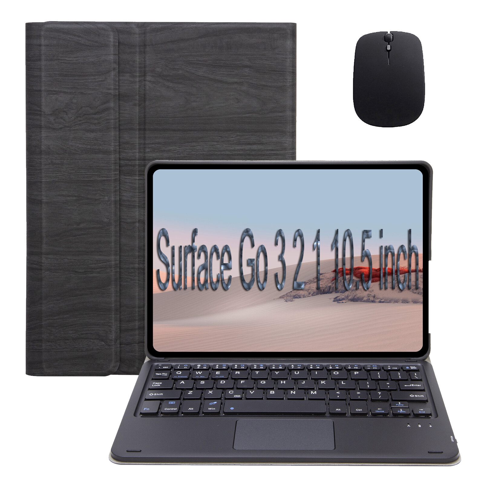 Touchpad keyboard case + bluetooth mouse for surface go 3 2021 10.5 inch, slim auto sleep/wake case with detachable keyboard for microsoft surface go 2 2020, surface go 2018