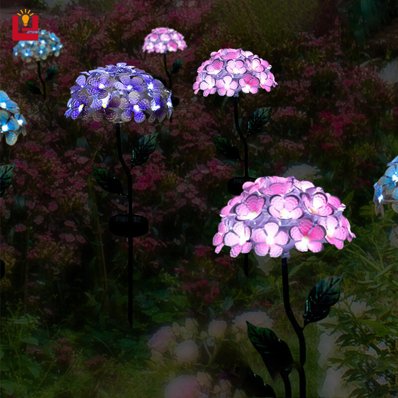 B&B Led Solar Light Led Solar Panel Garden Light Hydrangea Simulation Light Plug Light Lawn Light Garden Light Outdoor Decorative Light Intelligent Light Control Sensor Light
