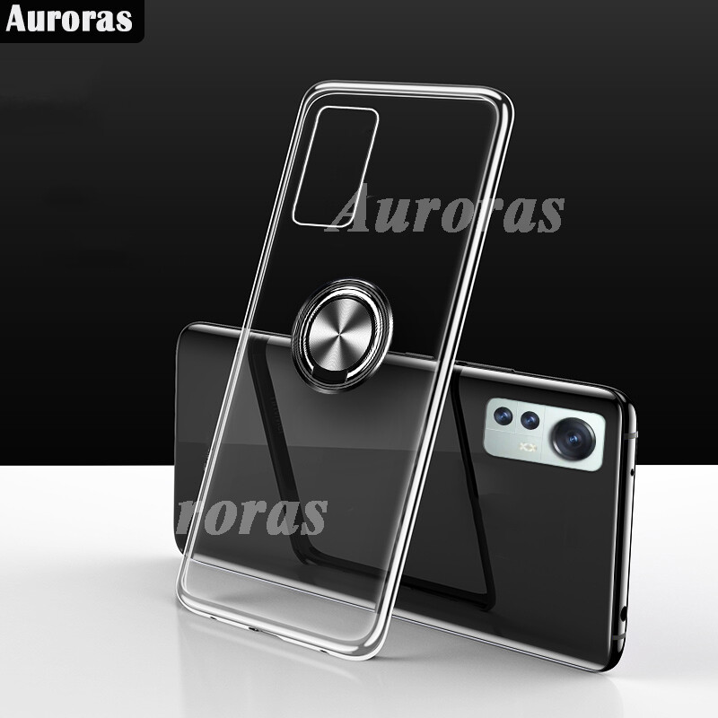 Auroras Ốp Điện Thoại Ốp Toàn Bộ Mi 12T Pro 12 Lite Pro Ốp Đứng Nhẫn Nam Châm Chống Sốc Cho Xe Hơi Ốp Xiaomi 12 Pro Ốp Trong Suốt Vòng Giữ 360 °