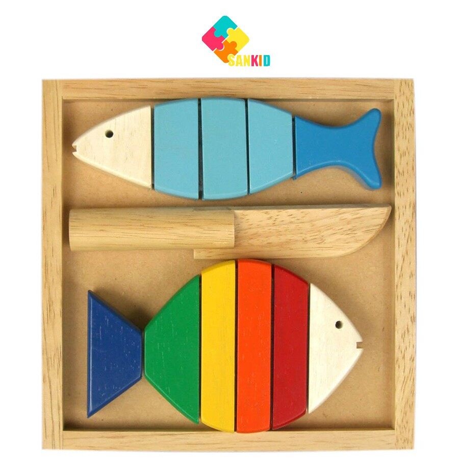 [Hoàn Tiền 10%]Bộ cắt 2 cá - Đồ chơi gỗ Winwintoys