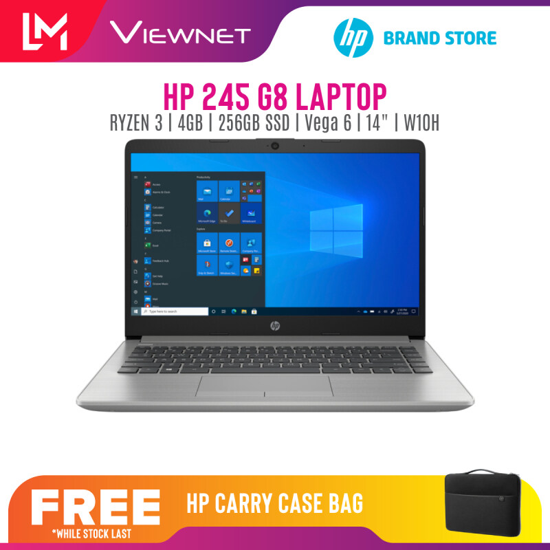 HP 245 G8 Laptop 14 INCH Silver RYZEN3-3300U / 4GB / 256GB SSD / UMA / W10 HOME /1 YEAR WARRANTY 450D2PA Malaysia