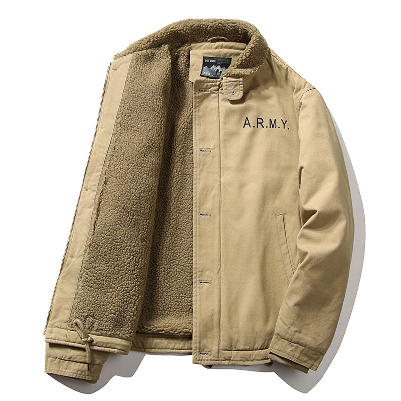 Jacket Men Imitated Lamb Fur Short Jacket Men Winter Thick Fur Collar Plus Fleece Tooling  Jacket Cotton Jacket Clothes YCHION