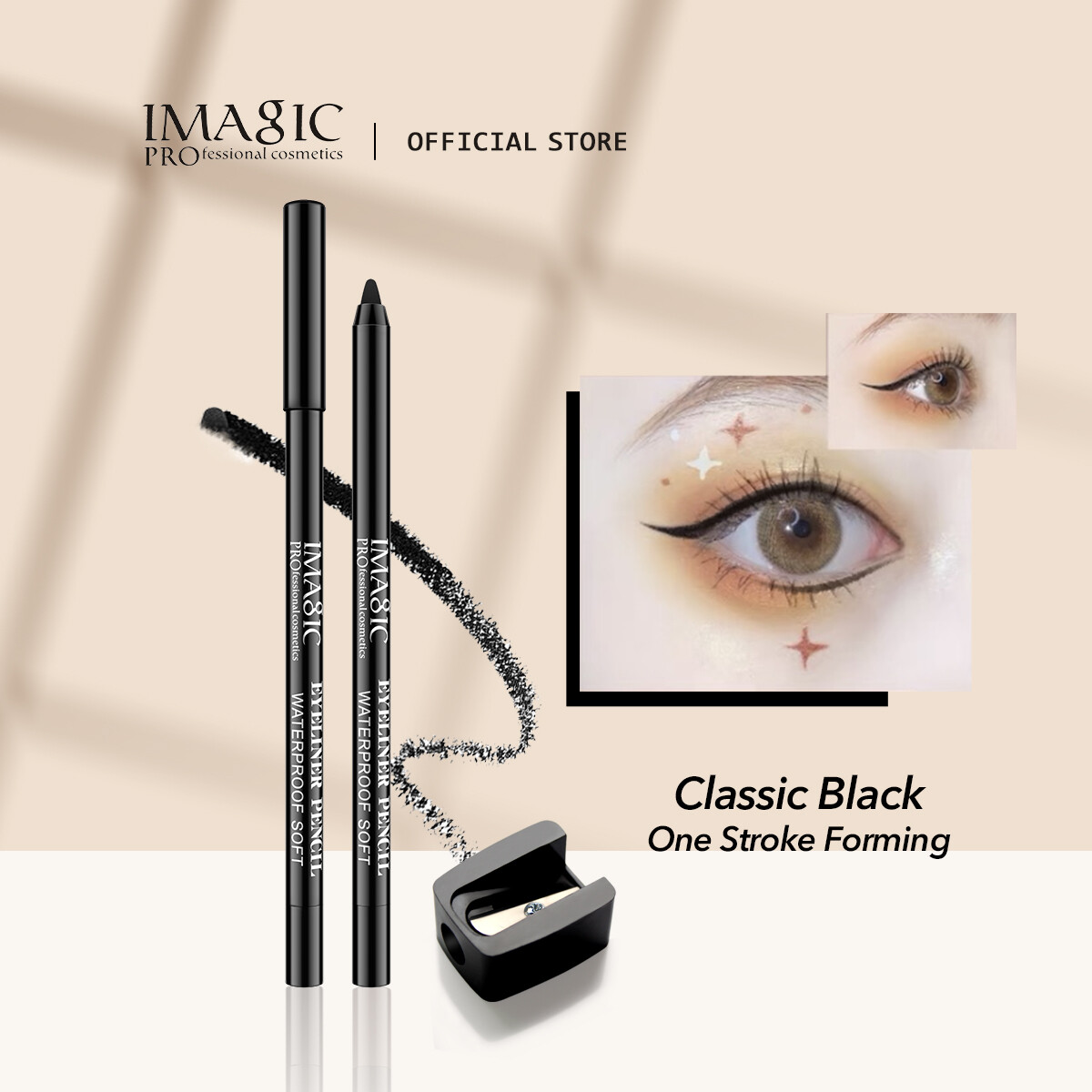 IMAGIC White Eyeliner Long Lasting Eye Liner Easy To Apply Eye Pencil Silky Texture Eyeliner Pen Waterproof Makeup Eye