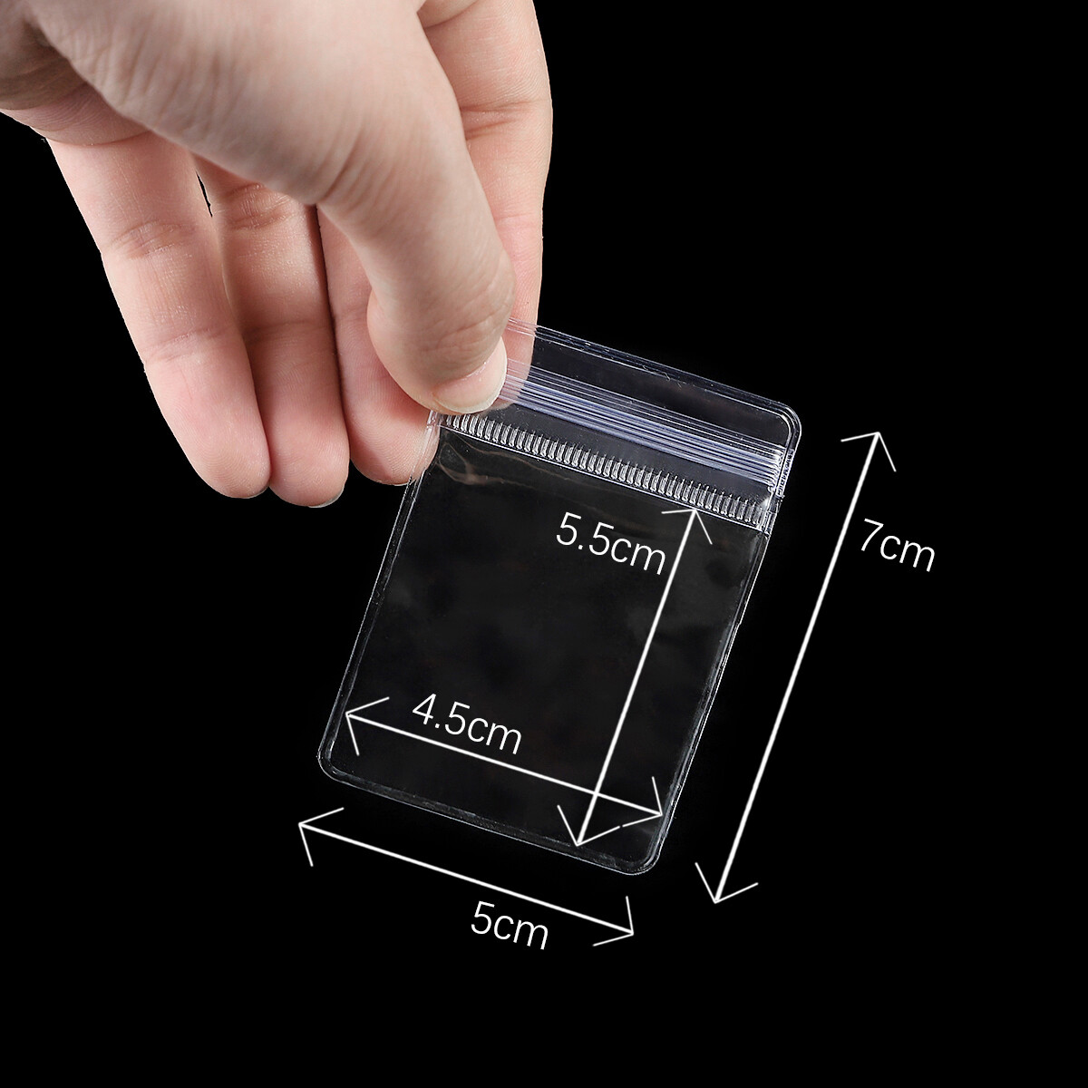 50pcs/Bag  Clear Plastic Jewelry Storage Bag Thick Transparent PVC Bag Resealable Ziplock Thick Plastic Soft Gift Jewelry Packaging Bag