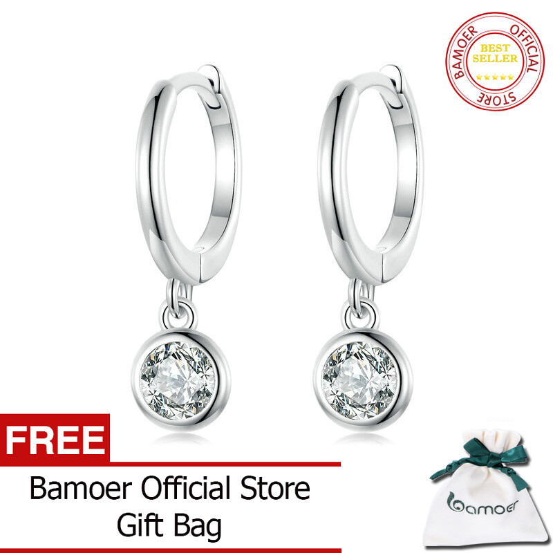 BAMOER 925 Sterling Silver Clear CZ Waterdrop Dangle Earrings for Women Wedding Engagement Statement Luxury Jewelry SCE830