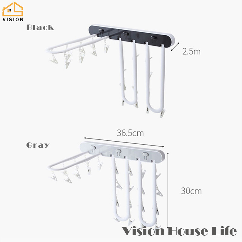 Vision Giá Phơi Gắn Tường Giá Treo Đồ Lót Gấp Gọn Loại Ép Gia Dụng Giá Để Đồ Không Cần Đục Lỗ Nhiều Kẹp Giá Phơi Đồ Phòng Tắm Ban Công Gấp Gọn Treo Tường