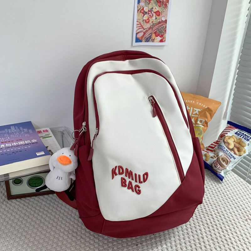 IQANGEL student bag Large capacity waterproof backpack for college and high school students Korean style street fashion middle school student backpack