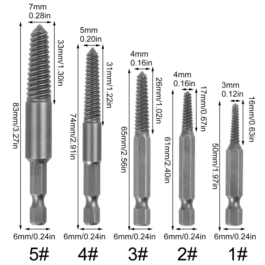 5 Cái Dụng Cụ Tháo Vít Bị Phá Hủy Dụng Cụ Tháo Đầu Vít Cán Lục Giác