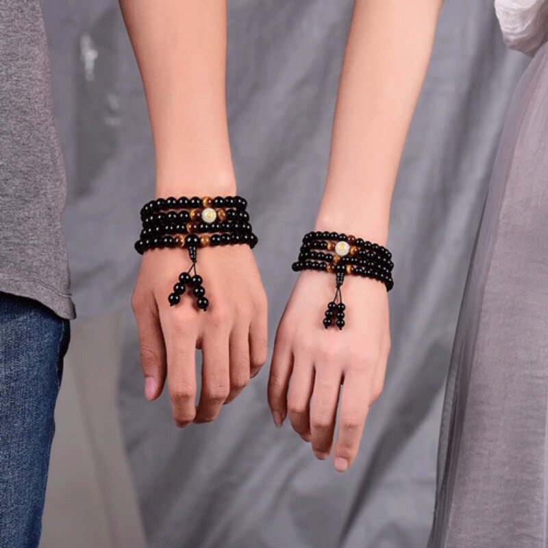 【PrettySet】 Vòng Tay Huỳnh Quang Obsidian Nhiều Vòng Vòng Tay Hạt Đá Dạ Quang Cặp Đôi Rồng Hoàng Đạo Vòng Tay May Mắn Nhiều Vòng Chuyển Giao