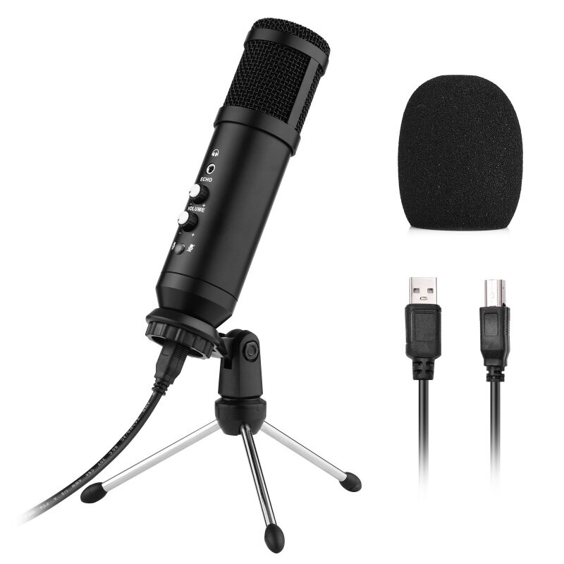 Bộ Micro Tụ USB Thu Âm Phòng Thu Với Chân Đế Kim Loại Để Bàn Mini Kính Chắn Gió Cáp USB Cho Âm Nhạc Ghi Âm Trò Chuyện Trực Tuyến Phát Trực Tiếp Mạng Hát