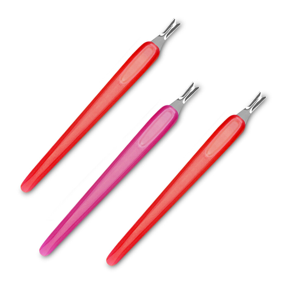 【Random Color】3Pcs Professional Nail Art Manicure Tool Exfoliating Fork Skin Peeling Peeling Fork For Nail Salon