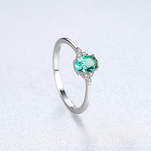Bestone Gold S925 Sterling Silver Women's Ring Simple Fashion Colored Gem Zirconia Ring