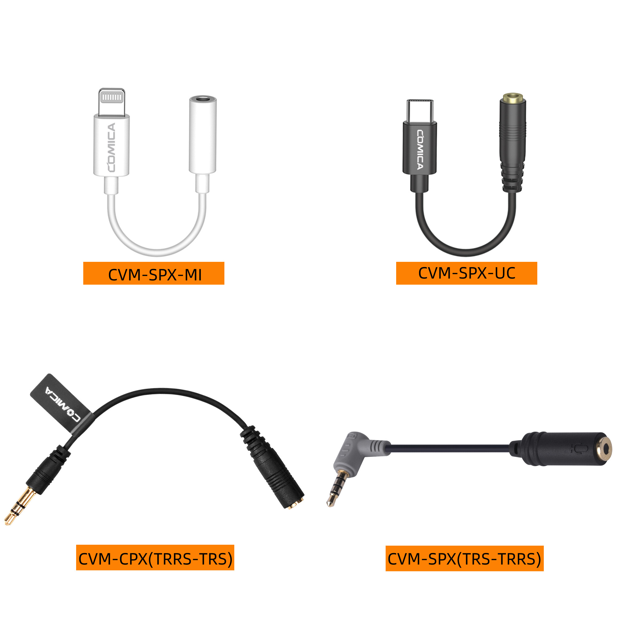 Comica 3.5mm TRRS-TRS/TRS-TRRS/3.5mm TRRS to USB-C/3.5mm TRRS to ...