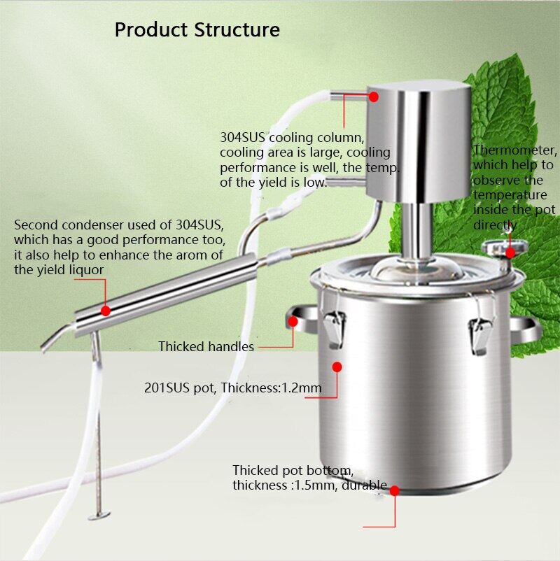 12L/22L Home Brew Rose Water Wine Alcohol Moonshine Distiller Hydrosal