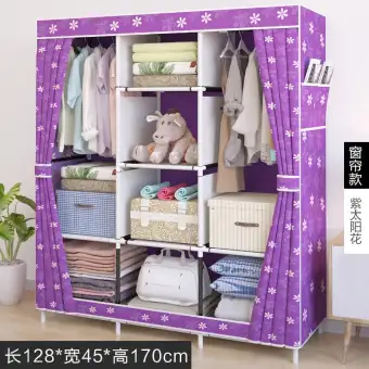 Simple Wardrobe Steel Frame Cloth Wardrobe Storage Assembly Double