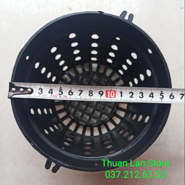 Chậu nhựa đen trồng lan nhiều lỗ f16