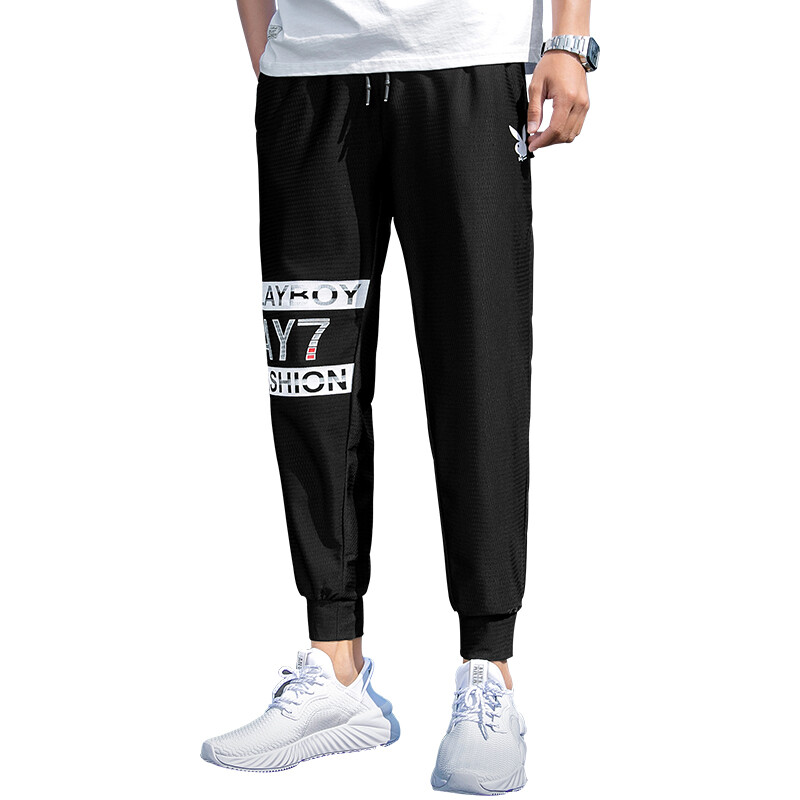 PLAYBOY Men's New Men's Casual Ice Silk Pants Casual Pants Mesh ice silk quick-drying running pants